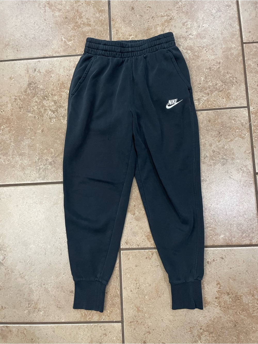 Nike Youth Black Jogger Sweatpants with White Swoosh